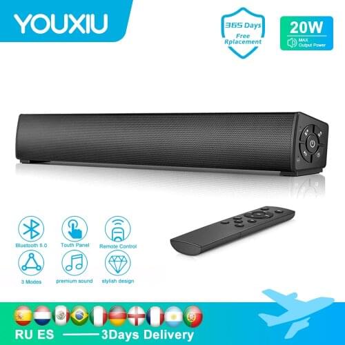 YOUXIU 20W TV SoundBar Wired and Wireless Bluetooth Surround SoundBar for Pc Theater TV Speaker