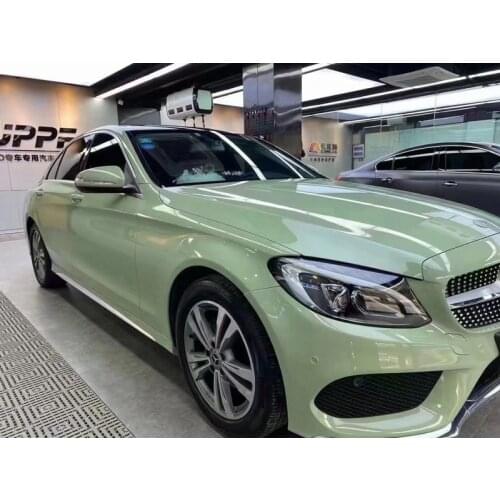 Crystal Gloss Khaki Green Car Vinyl Wrap Air Release Self Adhesive Glossy Car Sticker Wrapping