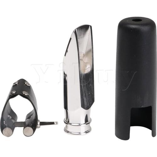 Yibuy Metal Plated Brass Soprano Sax Mouthpiece with Cap for Musical Parts #6