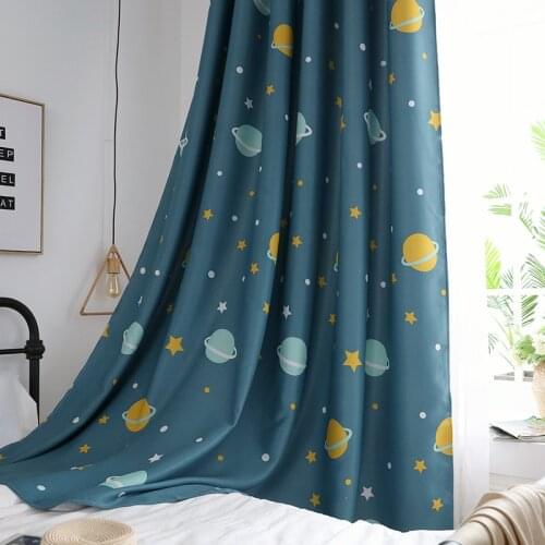 Nordic High Blackout Universe starry sky Printed Balcony Window Curtains for Home Living Room Childrens Room Decoration Curtain
