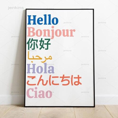 Hello Words In Different Grammar Languages Code Posters Art Wall Welcome Quote Prints Frameless Canvas Paintings Home Decor