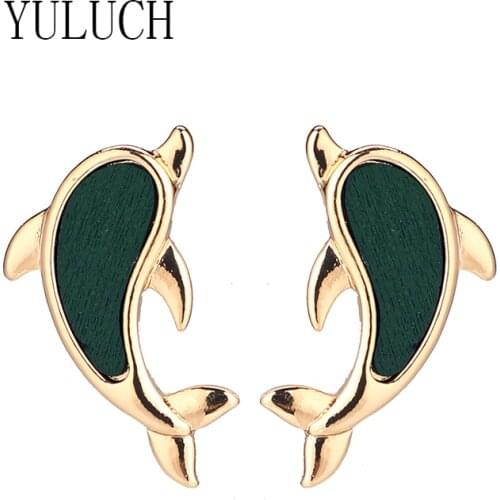 YULUCH women simple casual animal wood metal jewelry girls elegant party earrings ladies daily accessories Ear studs wooden