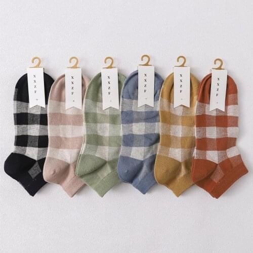 Women Socks Cotton Plaid Socks for girls Kawaii Cute Sock Female Ladies Harajuku Vintage Streetwear Socks