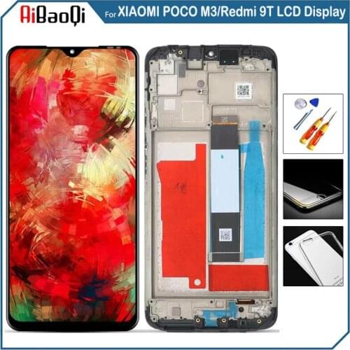 For 6.53 inch Xiaomi POCO M3/M2 LCD Display Screen Touch Digitizer Assembly For Redmi 9T J19S M2010J19SG With Frame