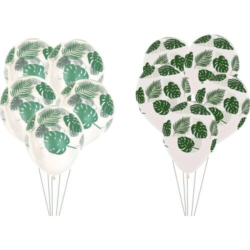 10/20/30pcs Tropical Palm Leaf Latex Balloons wedding decoration Green Leaf Globos Hawaiian Flamingo Birthday party baby shower