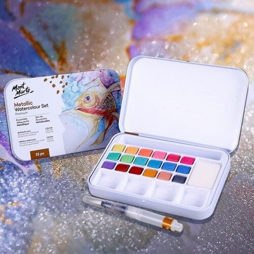 18 Colos Portable Watercolor Pigment Iron Box Pearlescent Solid Powder Pigment Drawing Painting Sketching For For Art Supplies