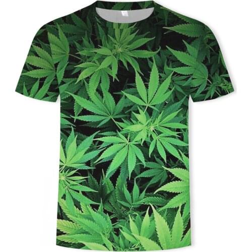 2021 summer fashion new bamboo leaf floral fragrance 3DT shirt printing pattern mens street alley popular casual clothing