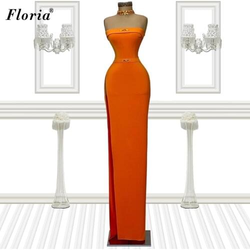 2021 Simple Long Cocktail Dresses Mermaid Strapless Sexy Prom Party Dresses Elegant Evening Gowns For Women Vestidos De Cocktail