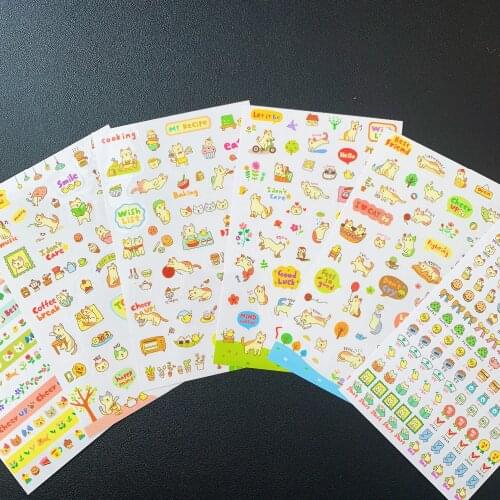 6 Sheets / Pack Cute Cat Daily Life DIY Adhensive Stickers School Office Supply Student Stationery Kids Gift