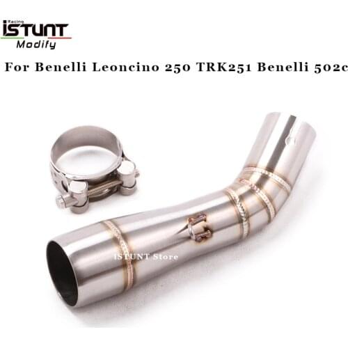 Slip On For Benelli Leoncino 250 TRK251 Benelli 502c Middle Link Tube Motorcycle Escape Exhaust Pipe Modified 51mm interface
