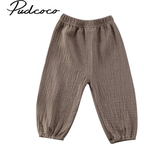 Pudcoco Cute Lantern Pant Kids Baby Girl Boy Bottoms Wrinkled Pantalettes Toddler Baby Solid Long Trousers Casual Harem Pants