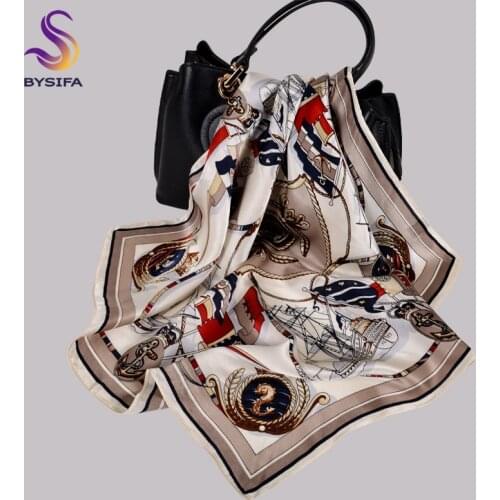 BYSIFA|Fashion Khaki Small Square Scarves Spring Fall Silk Scarf Brand Elegant Pure Silk Neck Scarf Hairband Accessories 52*52cm