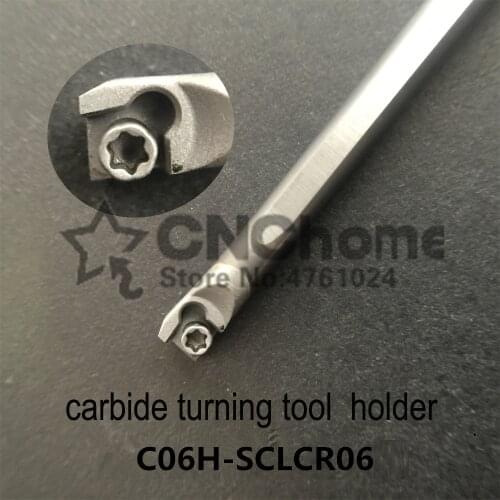 C06H-SCLCR06, carbide turning tool holder diameter 6mm length 100mm use tungsten insert CCMT060204