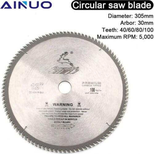 305mm Circular Saw Blade 12" Tungsten Steel Alloy Saw Blades Carbide Tipped Wood Cutter Wood Cutting Disc