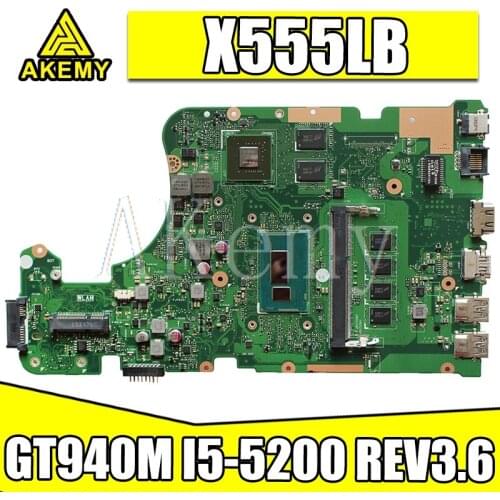 EDP X555LB Mainboard X555LD REV 3.6 For Asus X555LJ X555LF X555LB X555LP laptop motherboard cpu 4G-RAM i5-5200U GT940M/2GB
