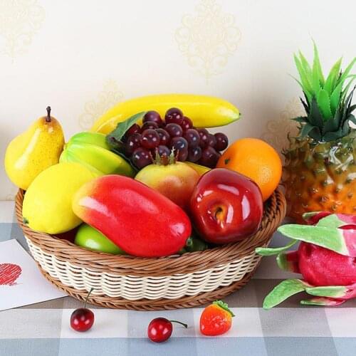 Simulation Artificial Fruits Fake Watermelon Apple Decoration Lemon Banana Grape Home Accessories Mango Peach Pear Orange W8D2