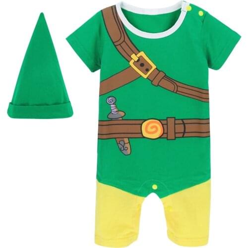 Baby Boys Zelda Halloween Romper Costume Newborn Outfits Jumpsuit Infant Party Cosplay Clothes with Hat
