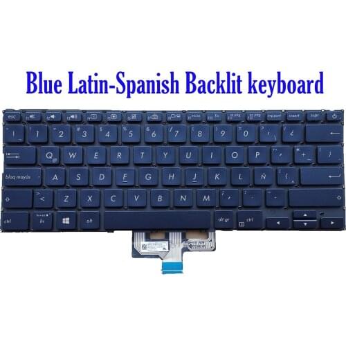 Blue Latin-Spanish Backlit keyboard for Asus UX433F UX433FA UX433FN UX433FAC UX433FAW UX433FLC