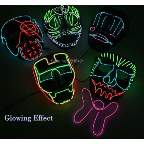Fashion Dancing Props Led EL Wire USA Dollar Eyes Mask Wedding Decor Gentleman Bowknot Glowing Costume Mask Rave Party Lighting