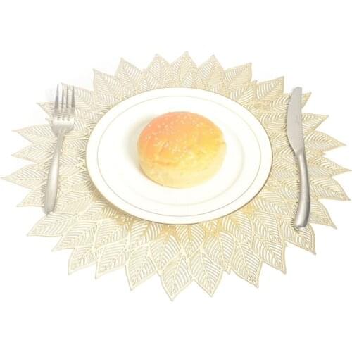 Placemats Set of 6 Round Hollow Out Flowers Place Mats for Dining Table Pressed