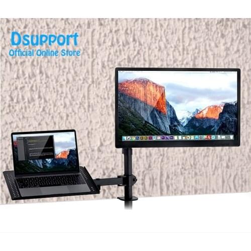 Full Motion 10"-27" Monitor Holder Mount Arm laptop tray mount 2 in 1 Free Lifting Rotary Display Stand Rack Loading 9.9kgs