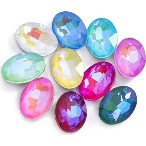 XiChuan New Two Size 20pcs Oval Mocha Fluorescence Crystal Rhinestone Decorative Glass Beads Stone DIY Clothing Jewelry Making