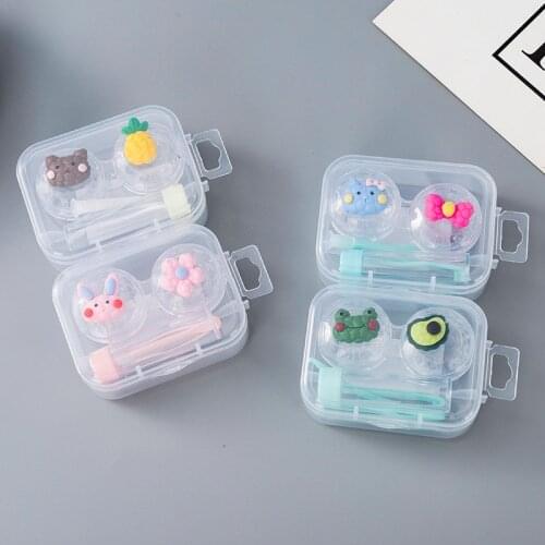 New Cute Cartoon Animal Contact Lenses Box Portable Women Contact Lens Case for Travel Kit Plastic Holder Container Storage Box