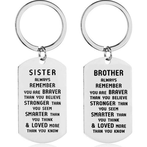 Oeinin Creative Keychain Man Sister Remember You Are Brave Key Chain Bags Letter Color Key Ring Alloy Pendant Accessories Brelok