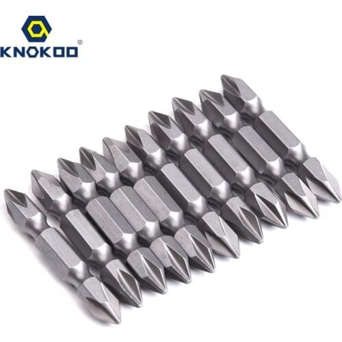KNOKOO 1/4 Shank Type Screwdriver Drill Bit 50MM And 65MM Magnetic Double Head Phillips Shaped Driver Bits 10pcs/lot