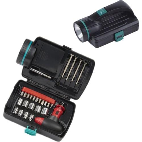 Portable Torch Toolbox Warning Light Dry Battery Flashlight Tool Set Precision Screwdriver Household Toolbox