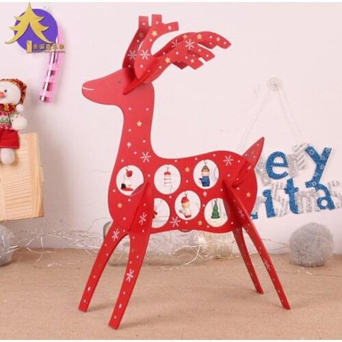 Christmas decorations 33cm wooden DIY elk table top ornament christmas decorations for home wood decoration wood house craft