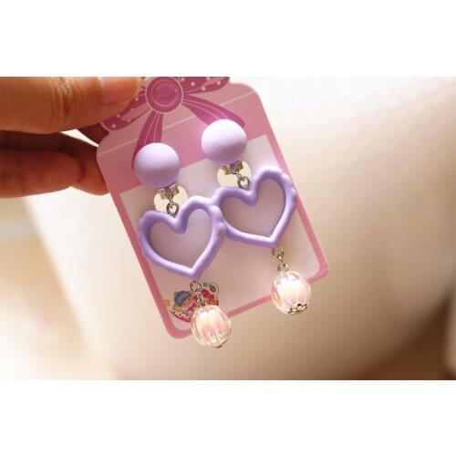 New Lovely Colorful Heart Clip on Earrings for Kids Girls Earrings Jewelry No Pierced Children Clip on Earrings Birthday Gift