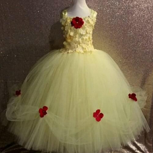 POSH DREAM Belle Princess Flower Tutu Dress for Wedding Girls Aqua Little Flower Girl Party Dress Children Kids Girls Clothes