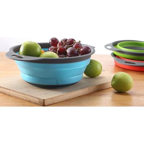 Collapsible Colanders Folding Strainer for Draining Vegetables Fruit Kitchen Durable Folding Hopper Filter Basket
