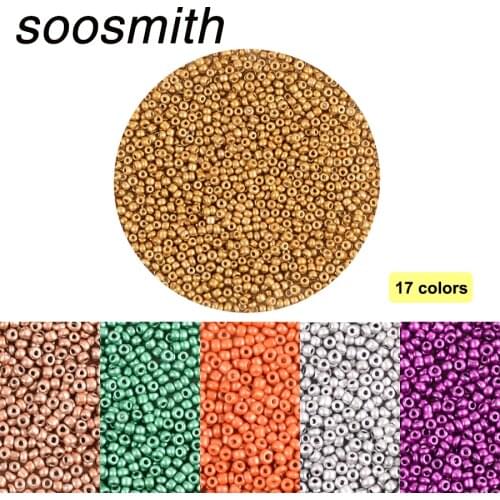 Soosmith 17 colors Approx.1000pcs 2MM Glass Beads Charms Spacer beads for jewelry making kralen DIY bead Sewing Craft Wholesale