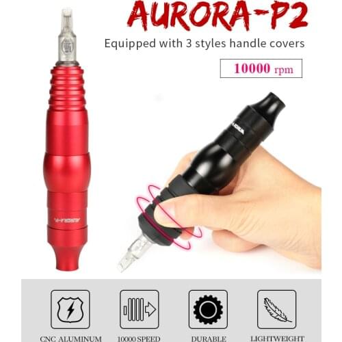 Aurora P2 Tattoo Pen Aluminum Alloy High Frequency Automatic Rotating Professional Durable Electric Motor Tattoo Machine Gun