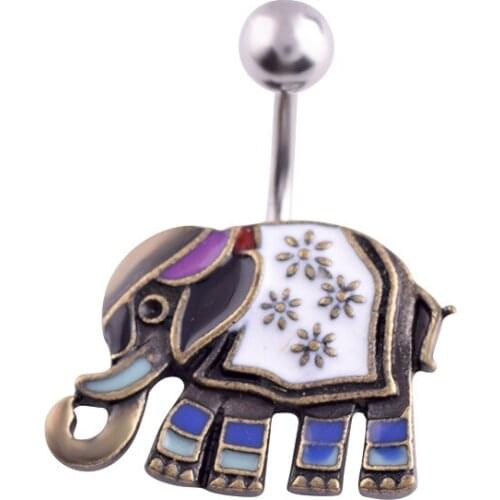 1PC New Brand Aniaml Piercing Navel Elephant Body Jewelry Belly Button Ring Body Piercing Navel Piercing Silver Color Ombligo