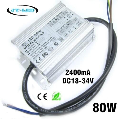 Excellent Quality 80W 2400mA LED Driver DC18-34V 8-10 Serise * 8 Parallel Watperproof IP67 Aluminum High Power Power Supply