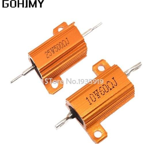 1PCS RX24 10W Aluminum Power Metal Shell Case Wirewound Resistor 0.01 ~ 30K 1 2 3 5 6 8 10 20 100 150 200 300 500 1K 10K ohm