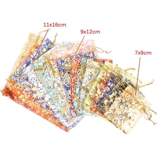 10pc/set 7*9/9*12/11*16CM Small Organza Bags Drawable Organza Drawstring Bags 3Sizes