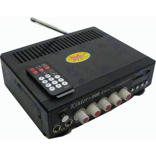 80W + 80W 2 channel home karaoke OK digital amplifier, DC12V / AC220V with FM radio Support USB SD microphone input