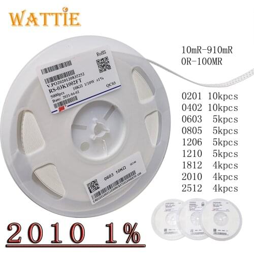 2010 1% smd resistor 4000pcs/real 0-10MR 0R 1R 1.1R 1.2R 1.3R 1.5R 1.6R 1.8R 2R 2.2R 2.4R 2.7R 3R 3.3R 3.6R 3.9R 4.3R 4.7R 5025