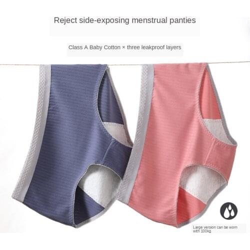 2021 New Cotton Leak Proof Menstrual Panties Physiological Pants Women Underwear Period Cotton Waterproof Plus Size Briefs