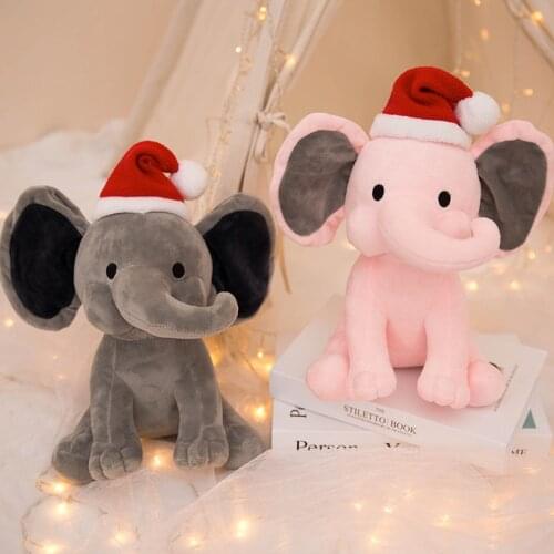 25cm Christmas Elephant Plush Toy Kawaii Kids Toys Stuffed Animal Pink Gray Elephant Doll for Baby Kids Children Christmas Gift
