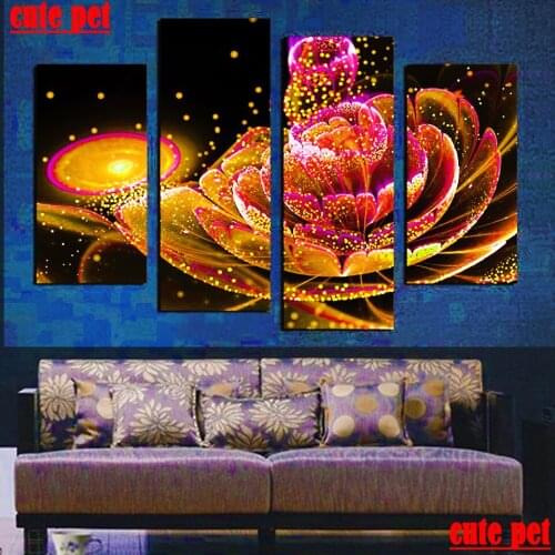 4PCS Full Square Round Drill Fantasy flower 5D puzzle DIY Diamond Painting Embroidery Cross Stitch 5D Rhinestone Decor Painting