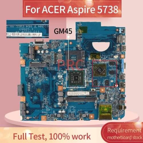 48.4CG10.011 For ACER Aspire 5738 Laptop Motherboard 09925-1 48.4CG10.011 GM45 DDR3 Notebook Mainboard