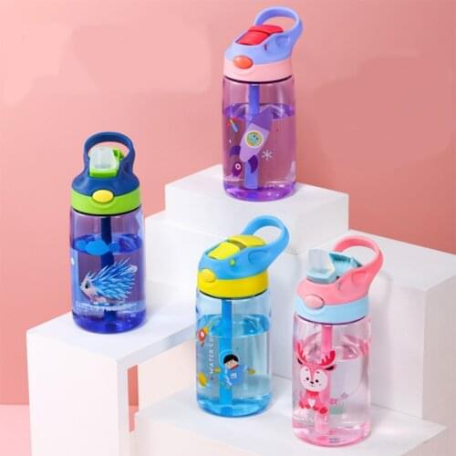 480ml Kids Creative Safe Water Cup Baby Feeding Cups With Straws Portable Outdoor Leakproof Water Bottles Kids Cups