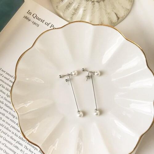 925 sterling silver ms pearl tassel earrings long eardrop, New Fashion fashion simple temperament