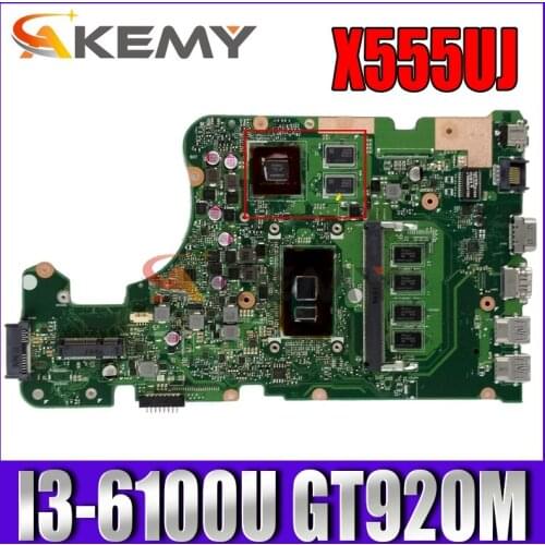 Akemy X555UJ Laptop motherboard for ASUS X555UF X555UQ X555UB F555U original mainboard 4GB-RAM I3-6100U GT920M