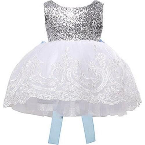 Free shipping Sequins Princess Baby Kids Girls Lace Dress Pageant Party Bridesmaid Dresses